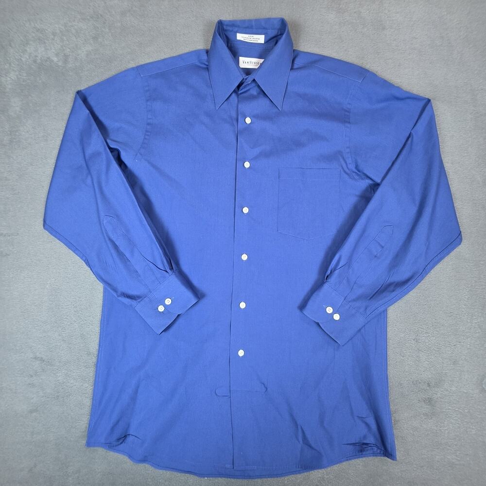 Van Heusen Blue Dress Shirt Mens Medium 15 32/33 Easy Care Poplin Pocket